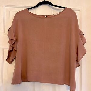 Day to Day Blue Pepper, Dusty Rose blouse with flutter sleaves, size Medium